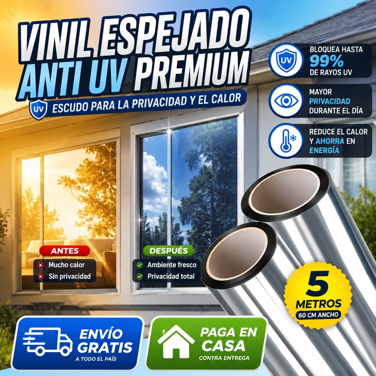 VINIL ESPEJADO 60cm X 5 Mts