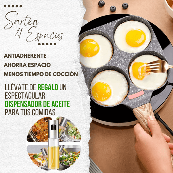 Sarten Antiadherente 4 Espacios + Regalo ⭐⭐⭐⭐⭐