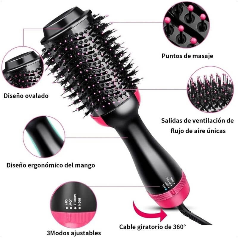 Cepillo 3 en 1™️ Peina - Seca - Alisa