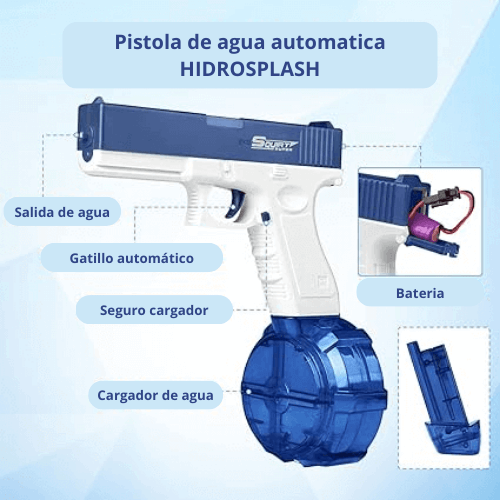 PISTOLA AGUA ELECTRICA HIDROSPLASH + 2 CARGAS