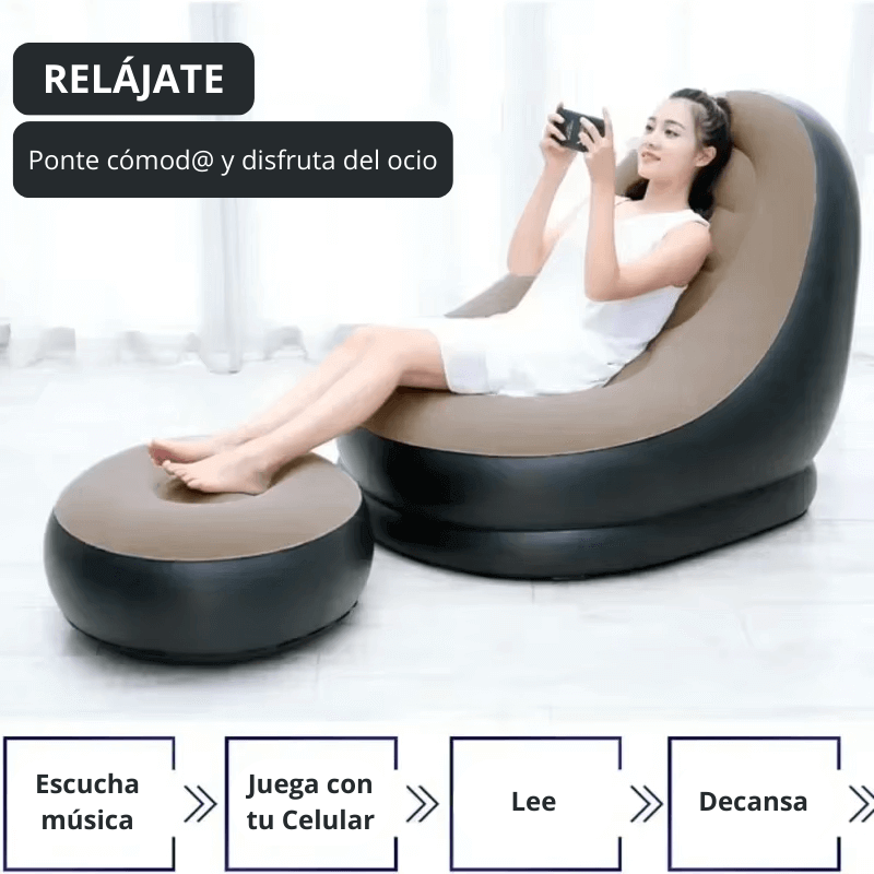 Sofa Inflable + Inflador GRATIS + Envío gratis (Colores al azar según stock)