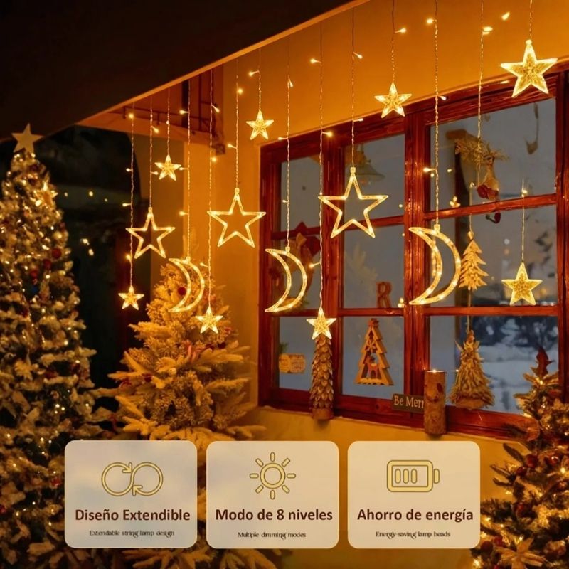 Cortina LED de luna y estrellas - 3 Metros