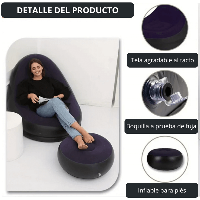 Sofa Inflable + Inflador GRATIS + Envío gratis (Colores al azar según stock)