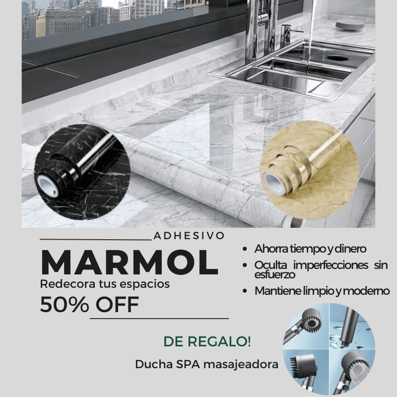 Vinilo adhesivo marmoleado 60cmX10m  + REGALO ducha SPA ⭐⭐⭐⭐⭐