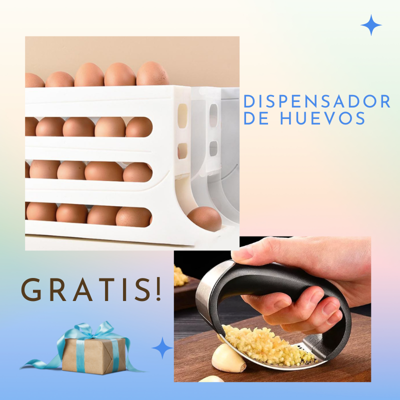 Dispensador de Huevos + prensador de ajo de regalo