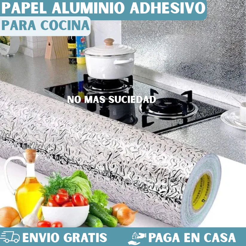 Aluminio Adhesivo VÉLORA™ | El arte de proteger tu cocina. 🔥PACK 2 rollos de 3mt x 40 cm