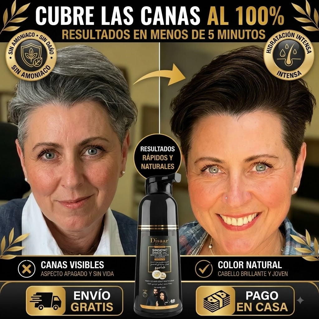 Dissar-Shampoo Tinte Instantáneo | Menos canas. Más confianza